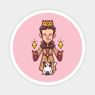 Cute King Witch With Hamster Cartoon Magnet